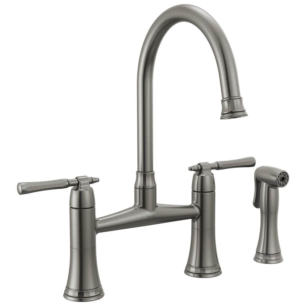 Brizo - The TulhamE Kitchen Collection by Brizo Bridge Kitchen Faucet with Side Spray - Luxe Steel