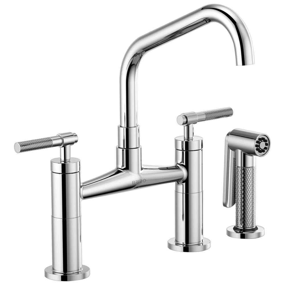 Brizo - Litze Bridge Faucet with Angled Spout and Knurled Handle - Chrome