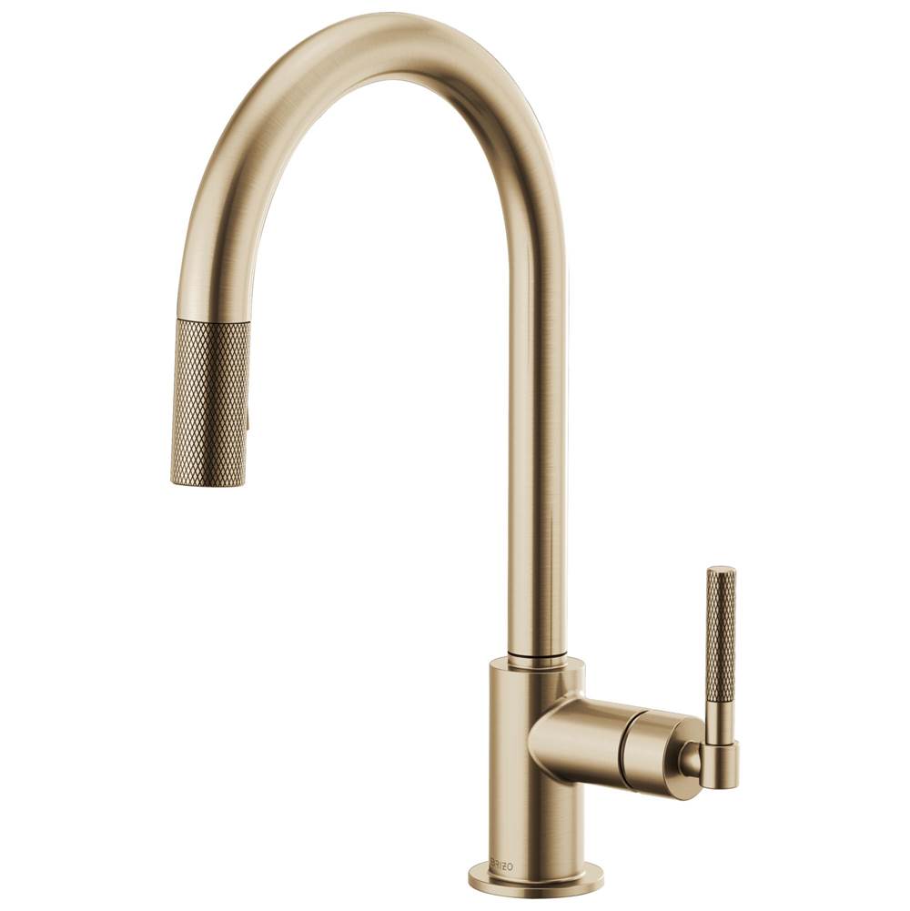 Brizo - Litze Pull-Down Faucet with Arc Spout and Knurled Handle - Luxe Gold