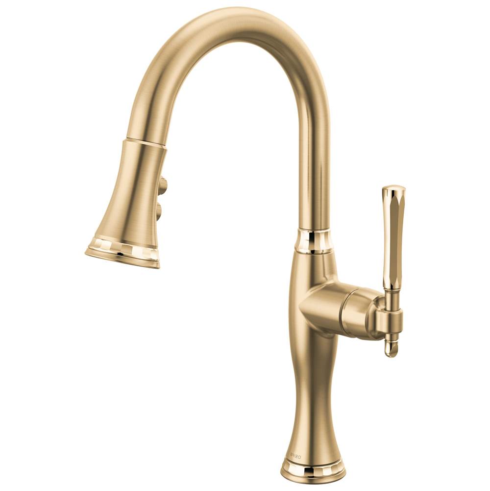 Brizo - The TulhamE Kitchen Collection by Brizo Pull-Down Prep Kitchen Faucet - Luxe Gold With Polished Gold
