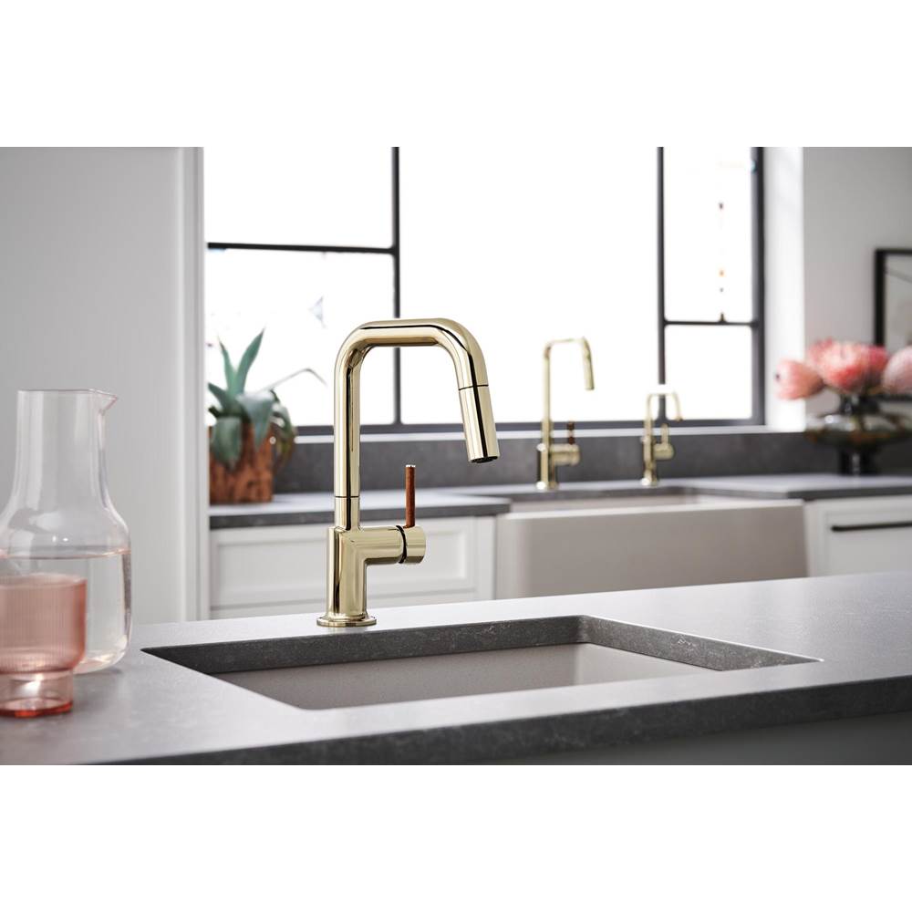 Odin Pull-Down Prep Faucet with Square Spout - Less Handle