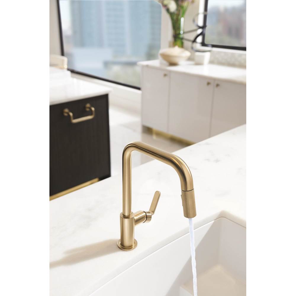 Litze SmartTouch Pull-Down Kitchen Faucet with Square Spout and Industrial Handle