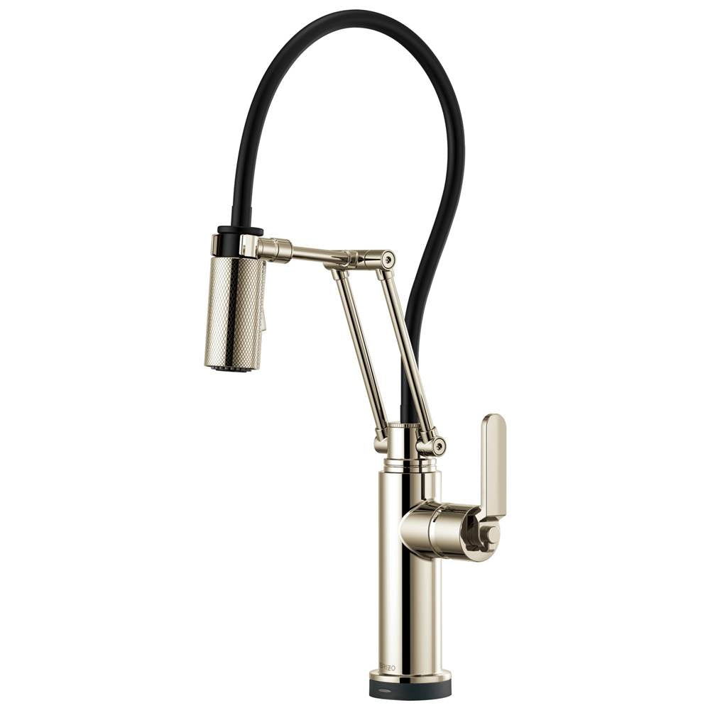 Brizo - Litze SmartTouch Articulating Kitchen Faucet with Industrial Handle - Polished Nickel