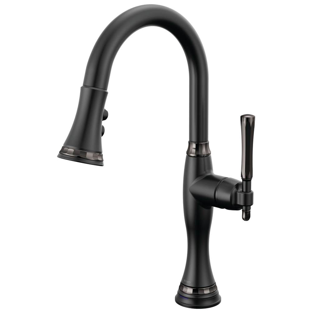 Brizo - The TulhamE Kitchen Collection by Brizo SmartTouch Pull-Down Prep Kitchen Faucet - Matte Black With Brilliance Black Onyx