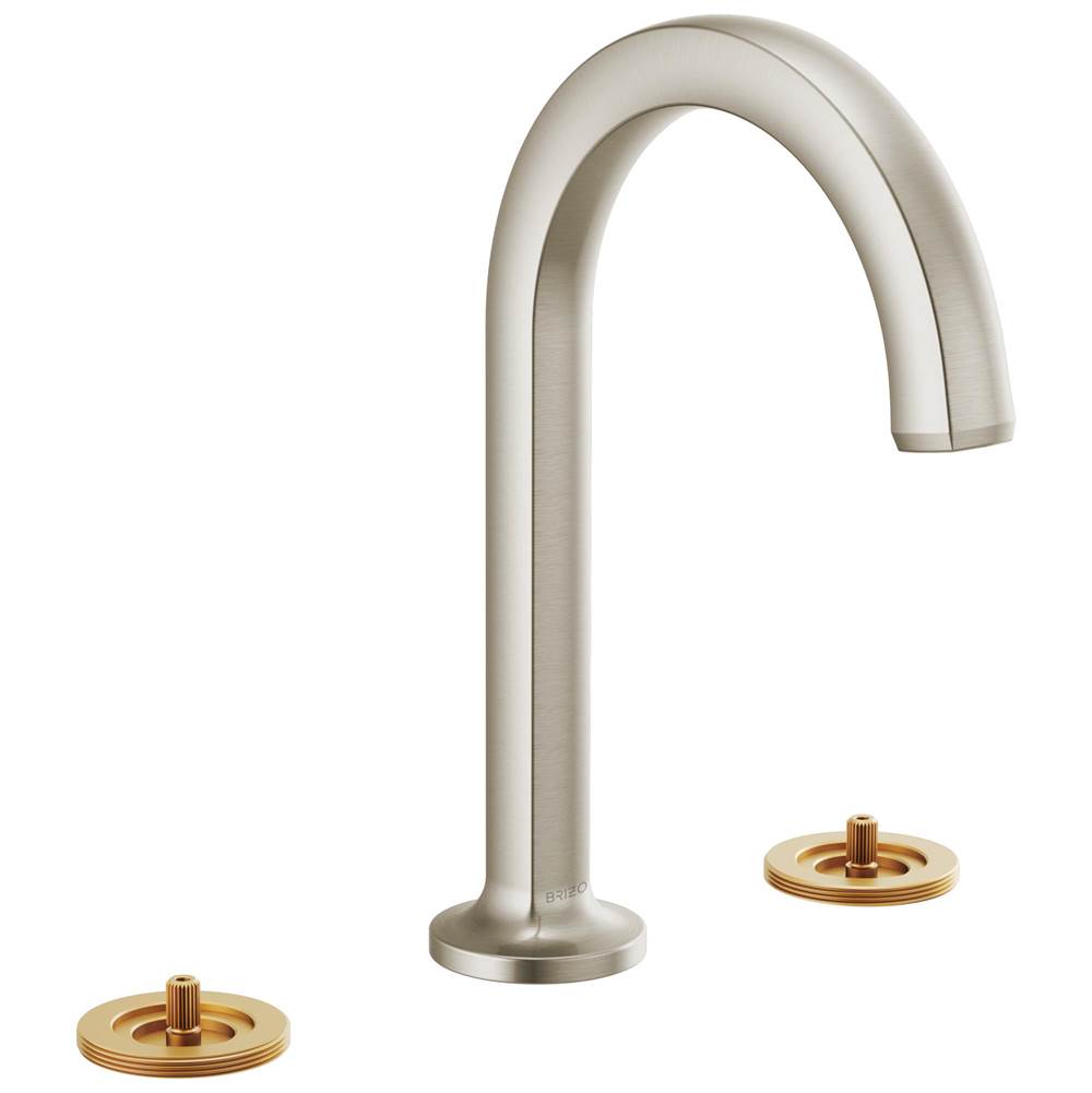 Brizo - Kintsu Widespread Lavatory Faucet with Arc Spout - Less Handles 1.2 GPM - Luxe Nickel