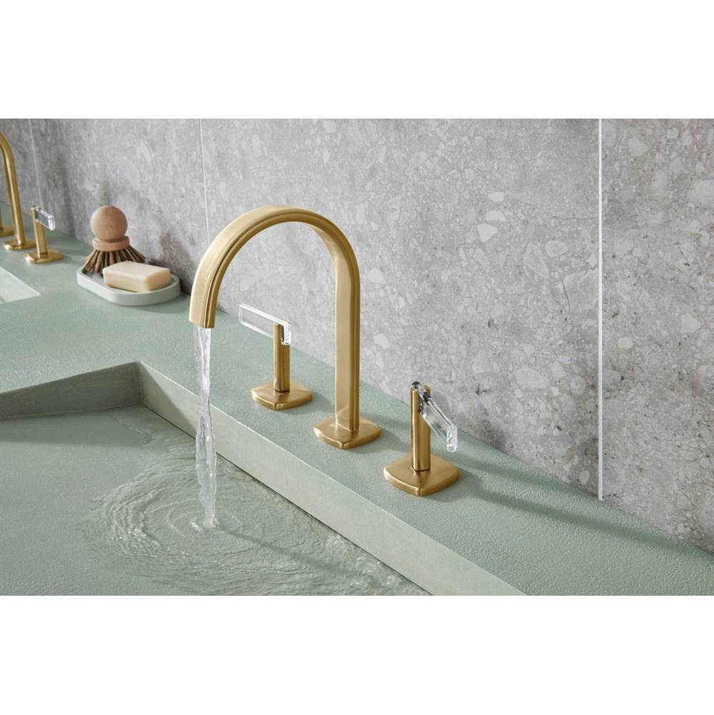 AllariaE Widespread Lavatory Faucet with Arc Spout - Less Handles