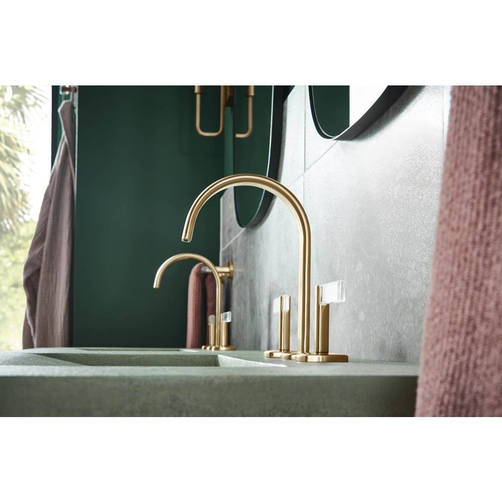 AllariaE Widespread Lavatory Faucet with Arc Spout - Less Handles