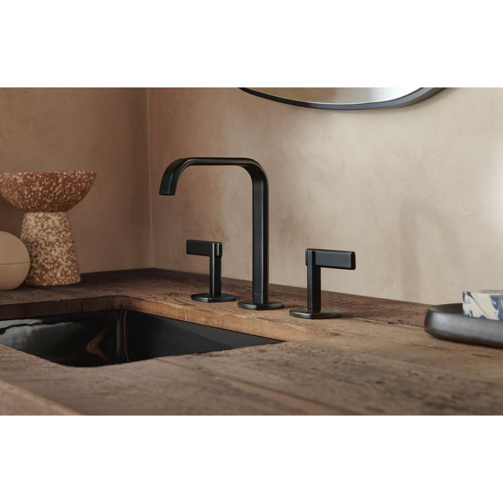 AllariaE Widespread Lavatory Faucet with Square Spout - Less Handles