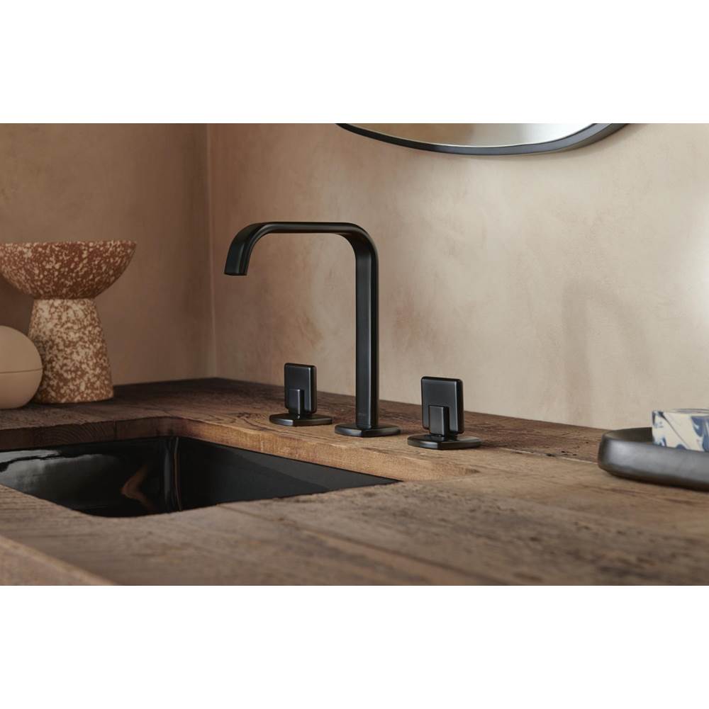 AllariaE Widespread Lavatory Faucet with Square Spout - Less Handles