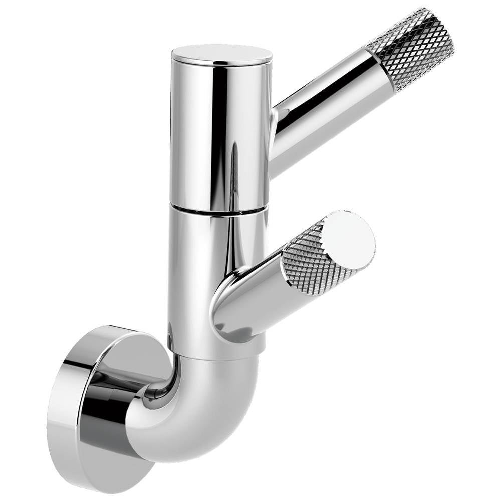 Brizo - Litze Rotating Double Robe Hook With Knurling - Chrome
