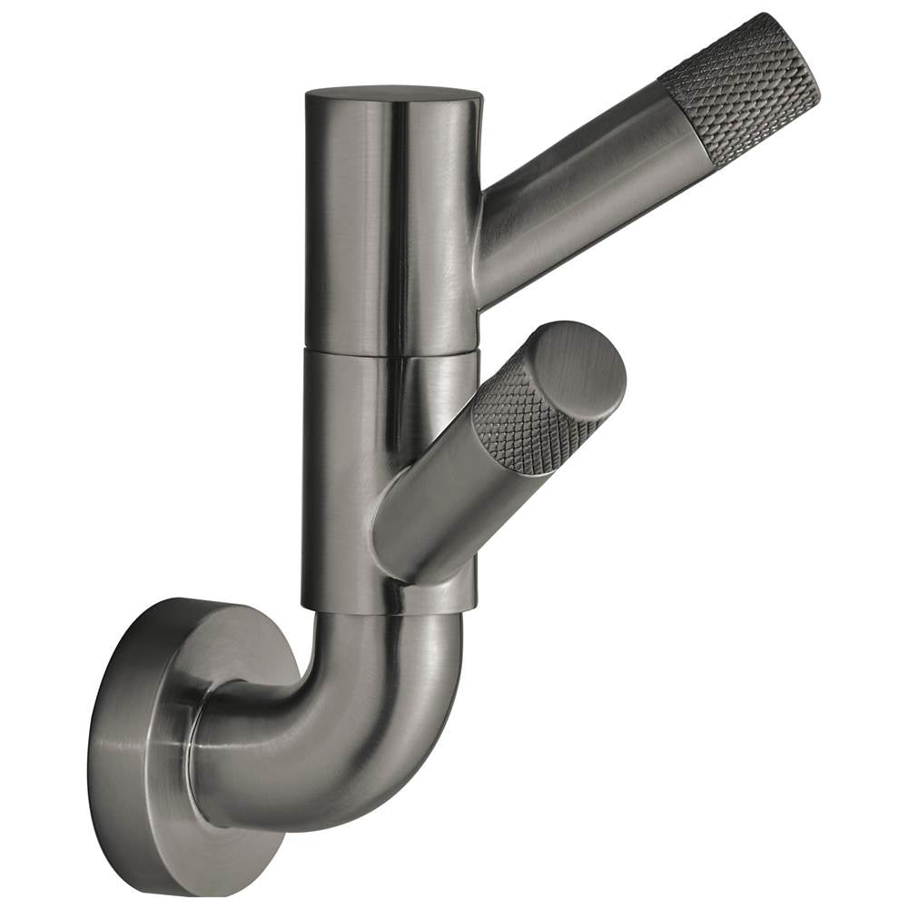 Brizo - Litze Rotating Double Robe Hook With Knurling - Luxe Steel