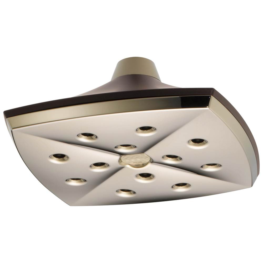 Brizo - Charlotte H2OKineticSquare Raincan Showerhead - Cocoa Bronze With Polished Nickel