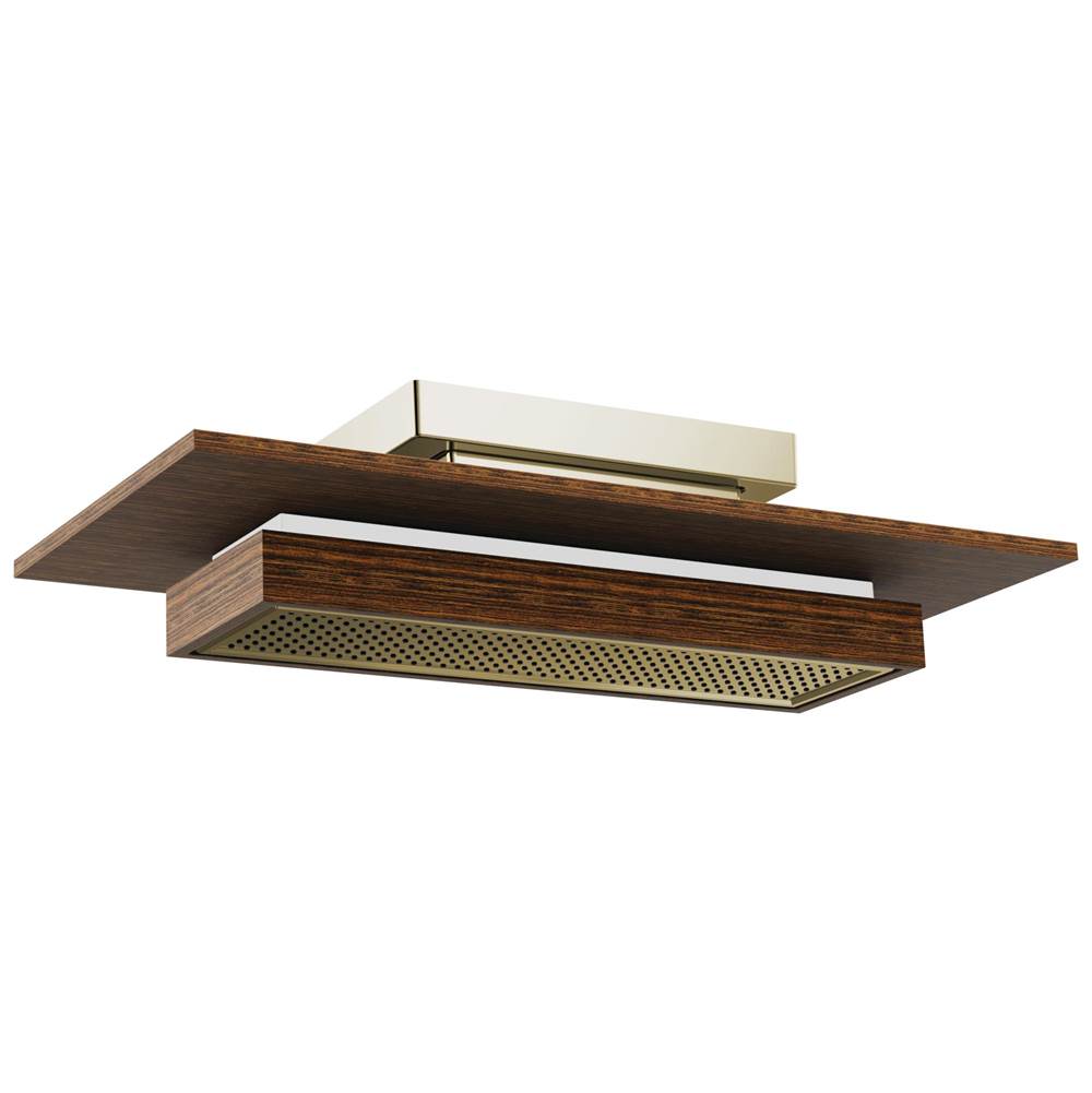 Brizo - Frank Lloyd Wright 21'' Single-Function Raincan Shower Head with Integrated Lighting - 2.5 GPM - Polished Nickel Wood