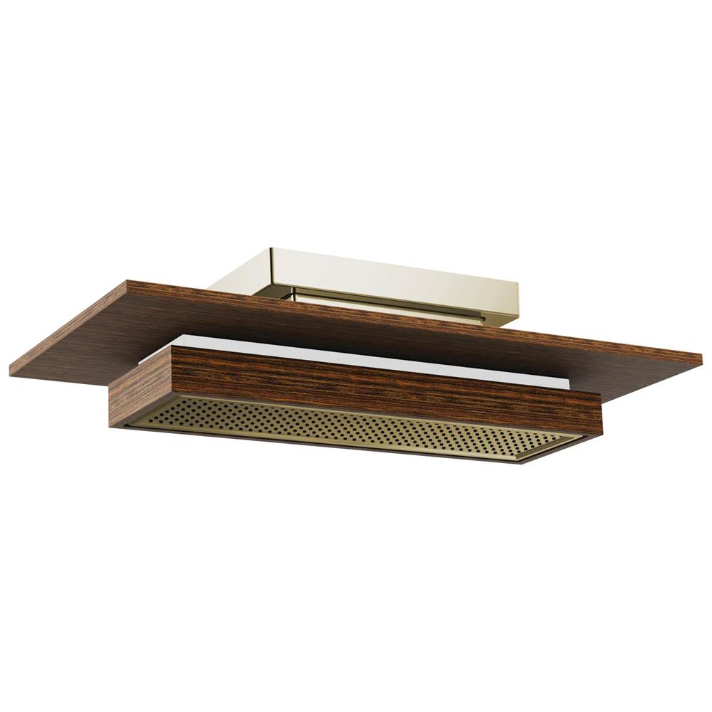Brizo - Frank Lloyd Wright 21'' Single-Function Raincan Shower Head with Integrated Lighting - 1.75 GPM - Polished Nickel Wood