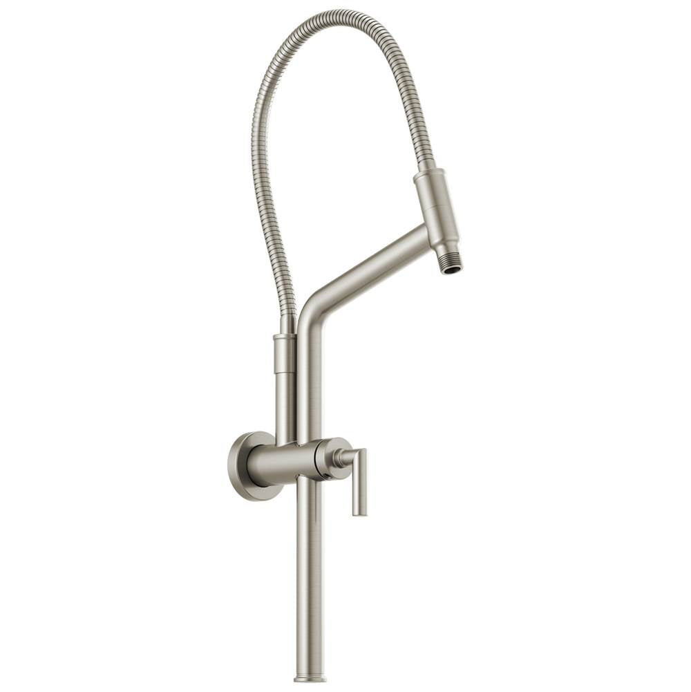 Brizo - Universal Showering 10 7/16'' Linear Round Slide Bar Shower Arm And Flange - Luxe Nickel