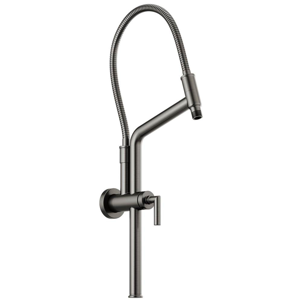 Brizo - Universal Showering 10 7/16'' Linear Round Slide Bar Shower Arm And Flange - Luxe Steel
