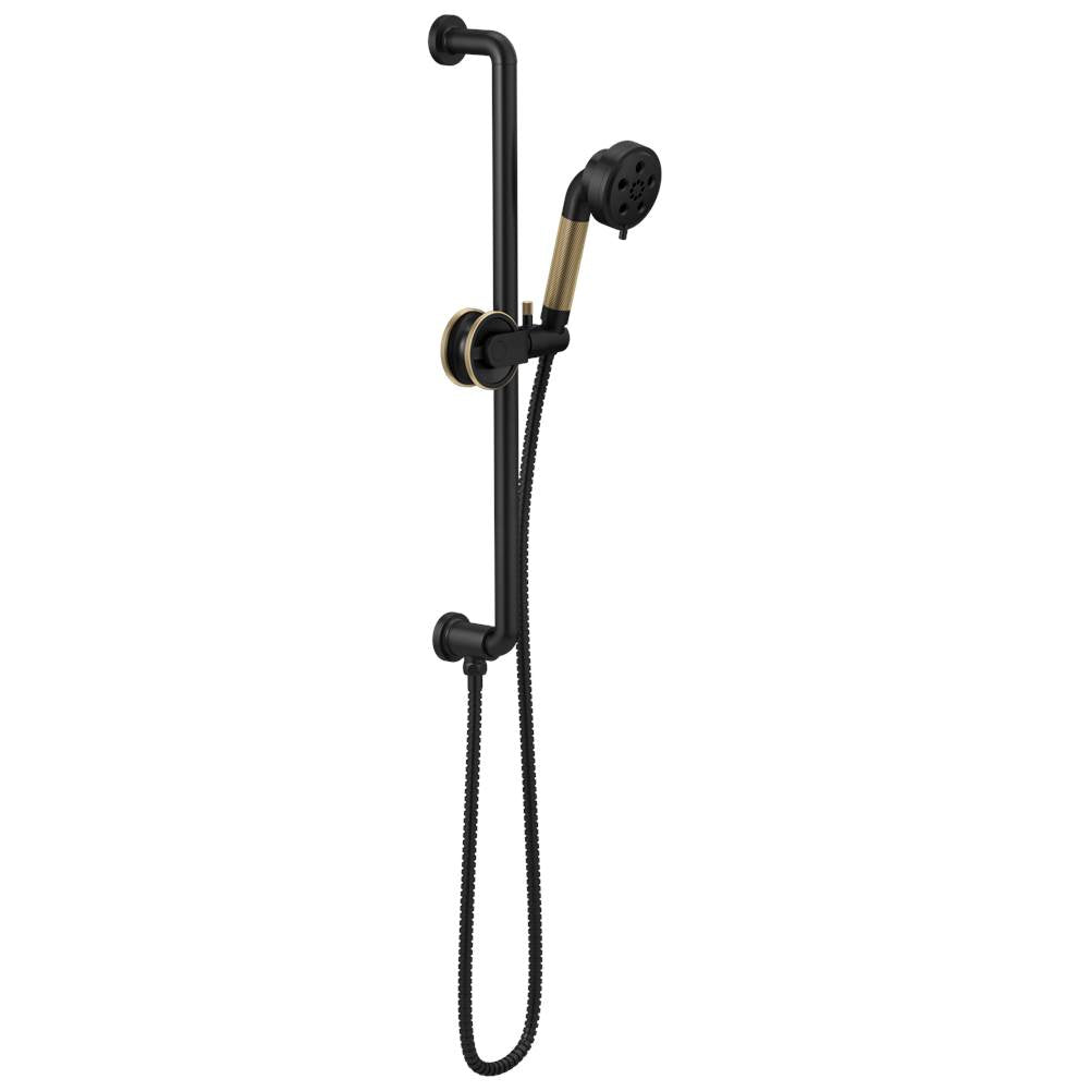 Brizo - Litze Slide Bar Handshower with H<sub>2</sub>OKinetic<sup></sup> Technology - Matte Black With Luxe Gold
