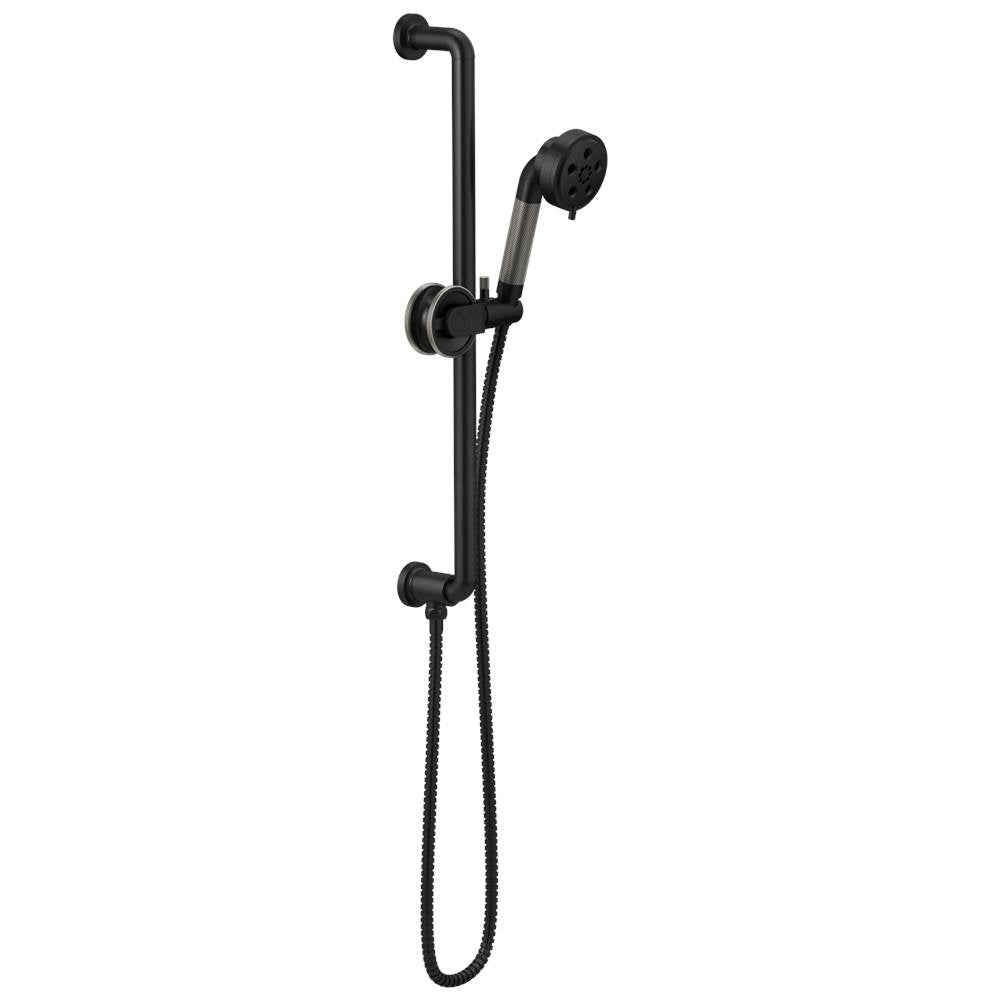 Brizo - Litze Slide Bar Handshower with H<sub>2</sub>OKinetic<sup></sup> Technology - Matte Black With Luxe Steel