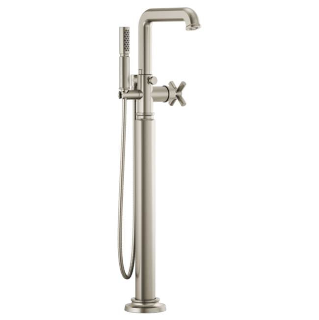 Brizo - Invari Single-Handle Floor Mount Tub Filler - Less Handle - Luxe Nickel