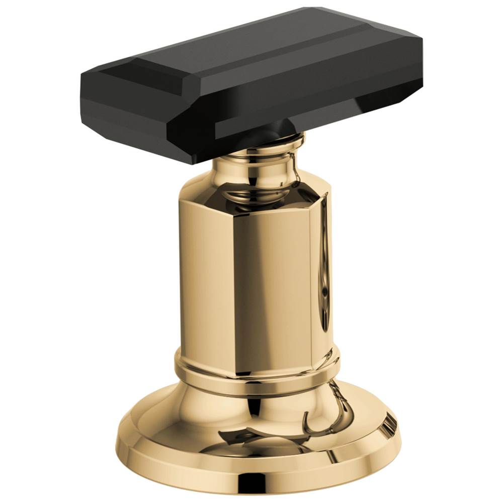 Brizo - Invari Widespread Lavatory Black Crytal Knob Handle Kit - Polished Gold With Black Crystal