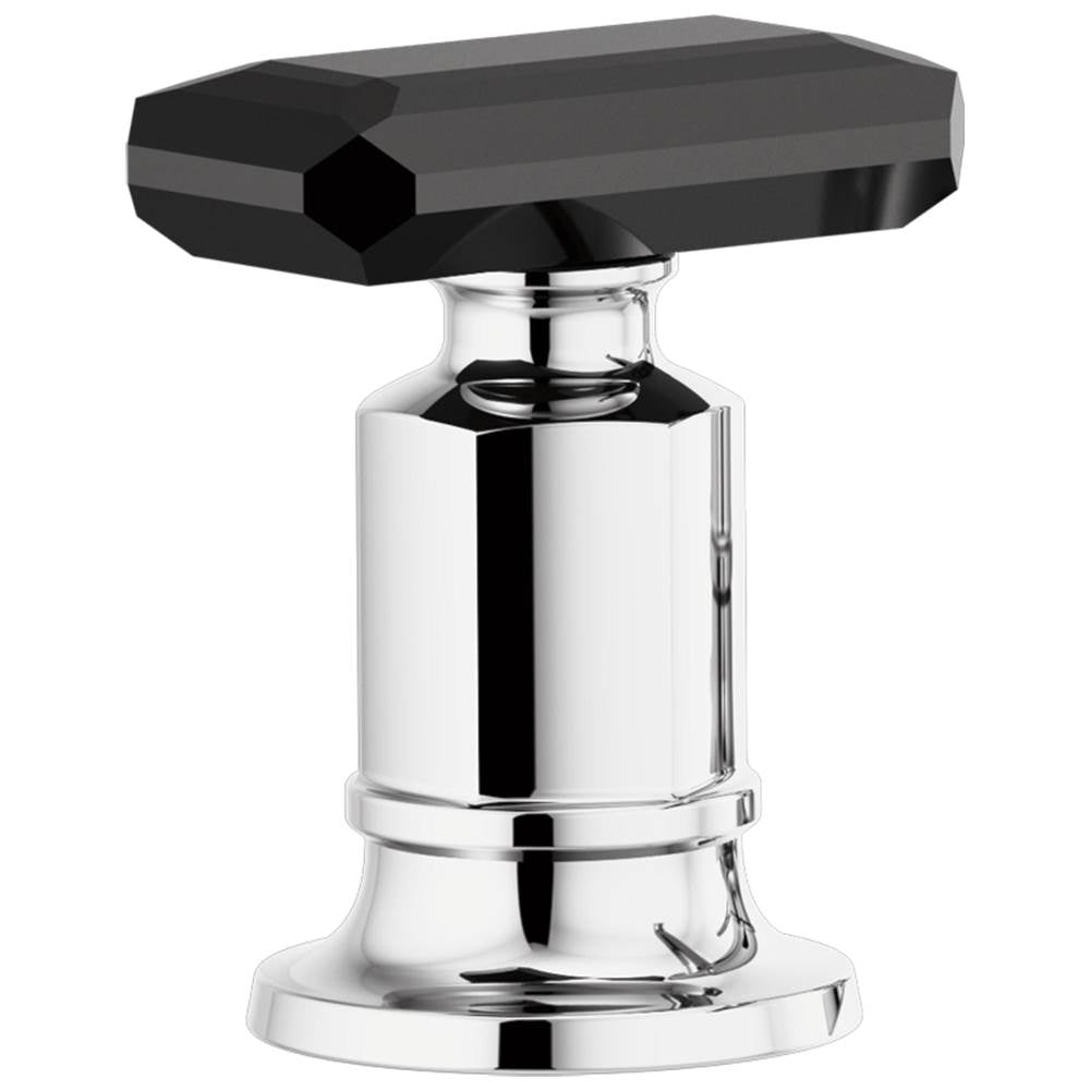 Brizo - Invari Roman Tub Faucet Black Crystal Knob Handle Kit - Polished Chrome With Black Crystal