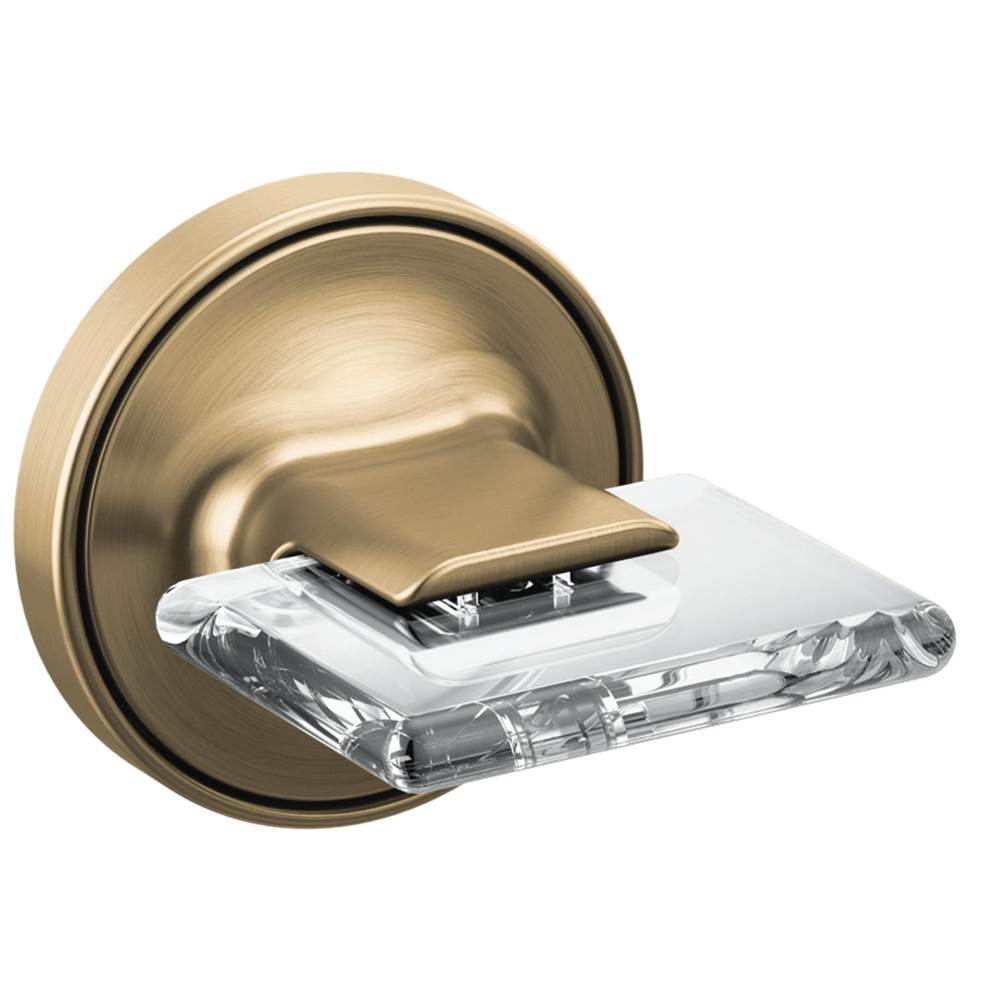 Brizo - AllariaE Two-Handle Wall Mount Tub Filler Knob Handle Kit - Luxe Gold With Clear Acrylic