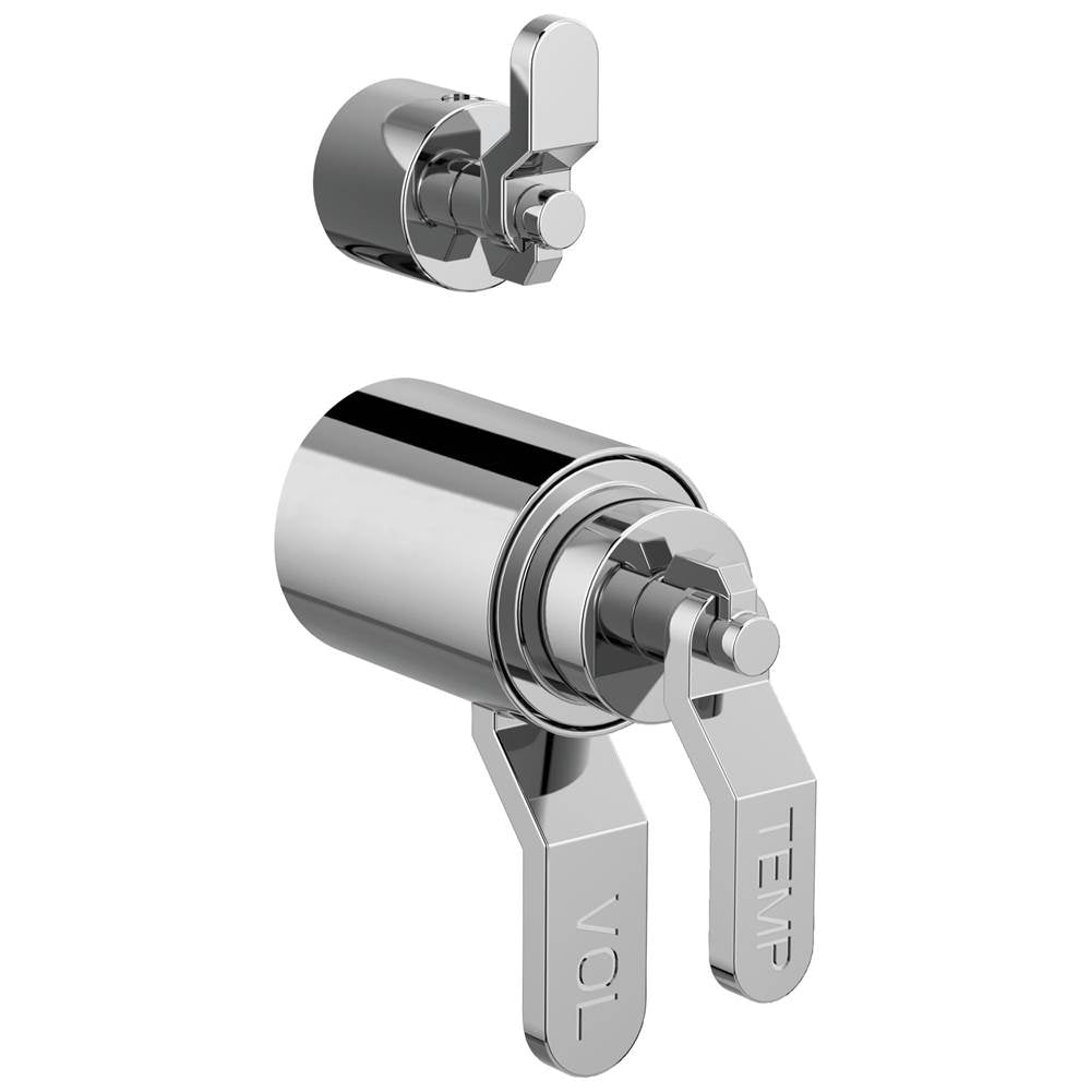 Brizo - Litze TempAssure Thermostatic Valve With Integrated Diverter Industrial Lever Handle Kit - Chrome