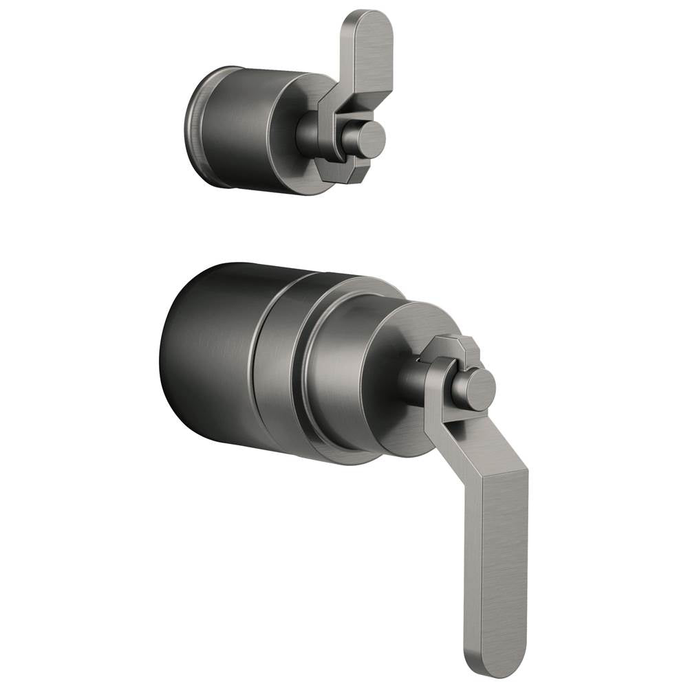 Brizo - Litze Pressure Balance Valve with Integrated Diverter Trim Industrial Lever Handle Kit - Luxe Steel