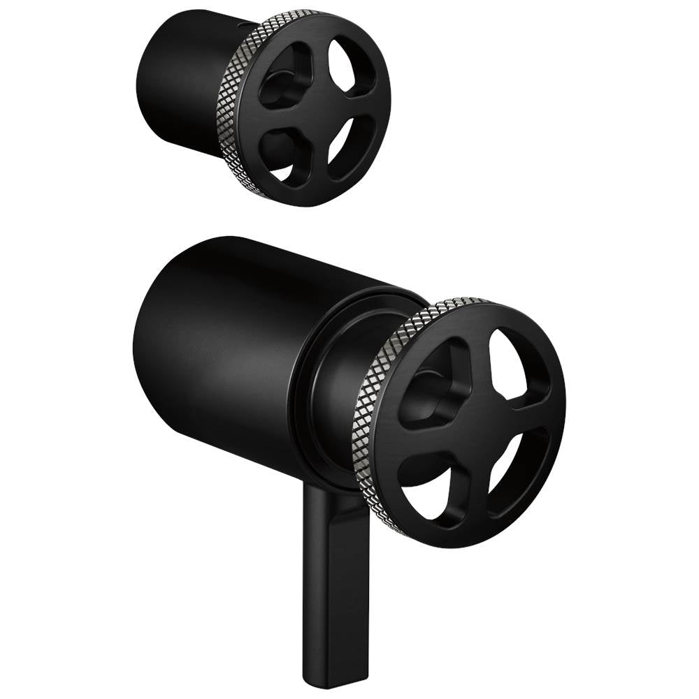 Brizo - Litze Tempassure Thermostatic Valve With Diverter Trim Handle Kit - Wheel - Matte Black With Luxe Steel