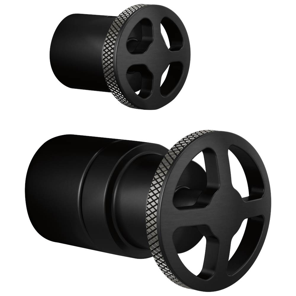 Brizo - Litze Pressure Balance Valve With Diverter Trim Handle Kit - Wheel - Matte Black With Luxe Steel