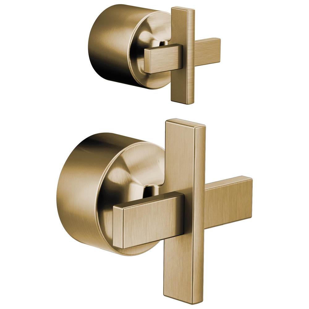 Brizo - LevoirE Pressure Balance Valve with Integrated Diverter Trim Cross Handle Kit - Luxe Gold