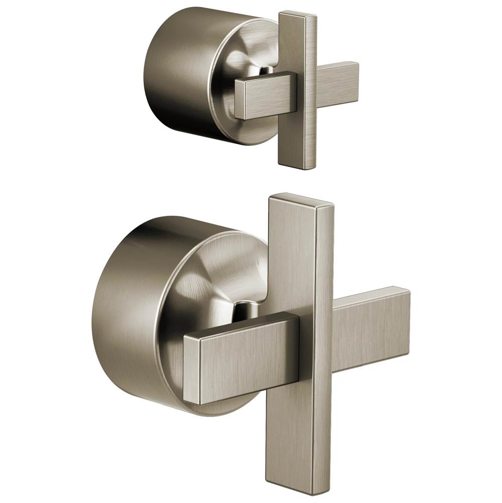 Brizo - LevoirE Pressure Balance Valve with Integrated Diverter Trim Cross Handle Kit - Luxe Nickel