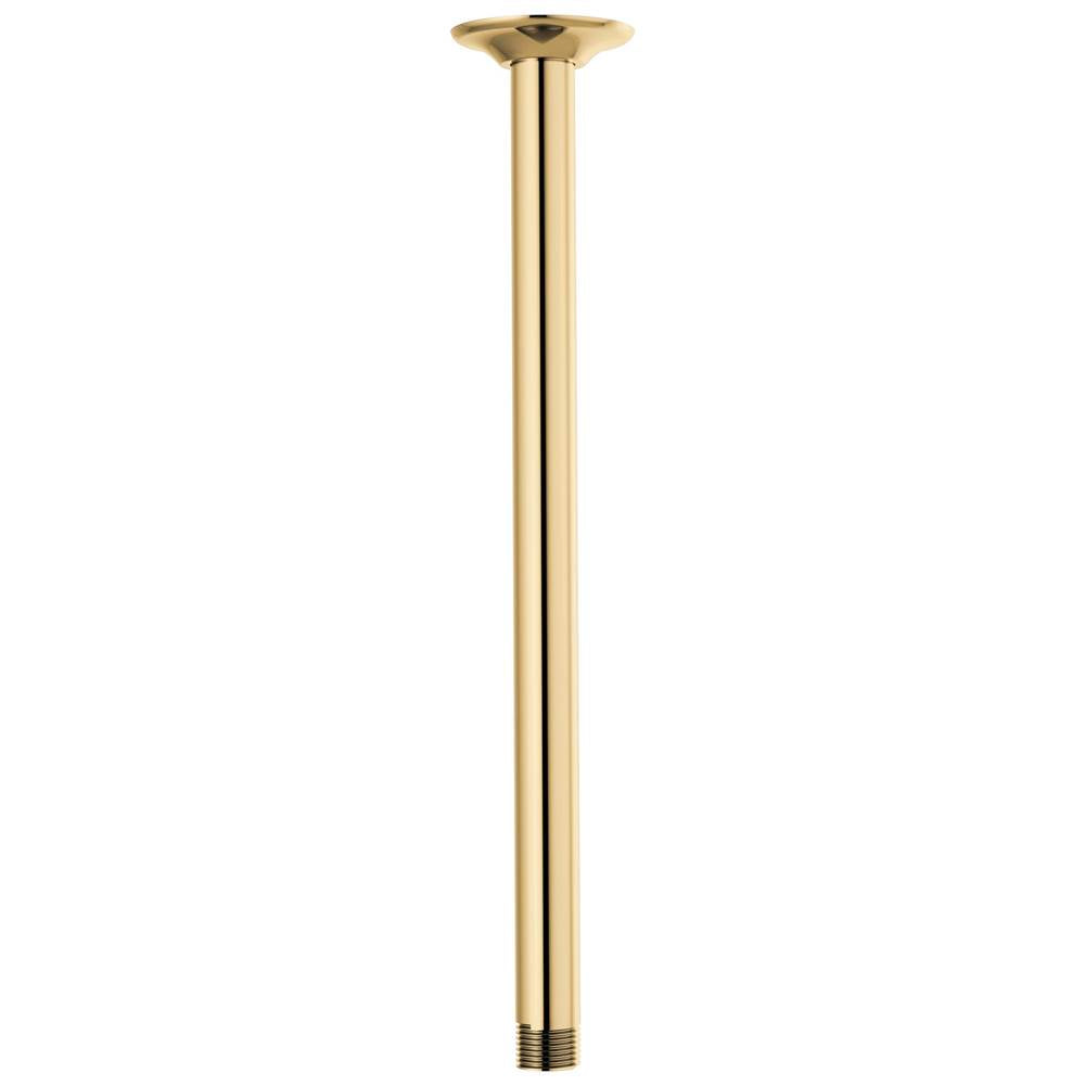 Brizo - Universal Showering 14'' Ceiling Mount Shower Arm And Round Flange - Polished Gold