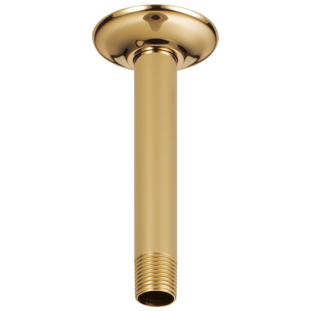 Brizo - Universal Showering 6'' Ceiling Mount Shower Arm And Round Flange - Polished Gold