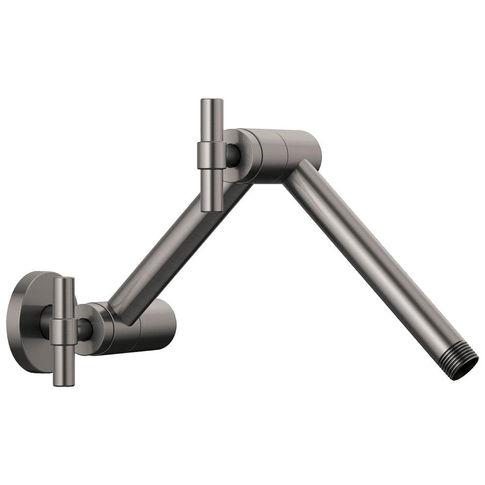 Brizo - Universal Showering Linear Round Jointed Wall Mount Shower Arm And Flange - Luxe Steel