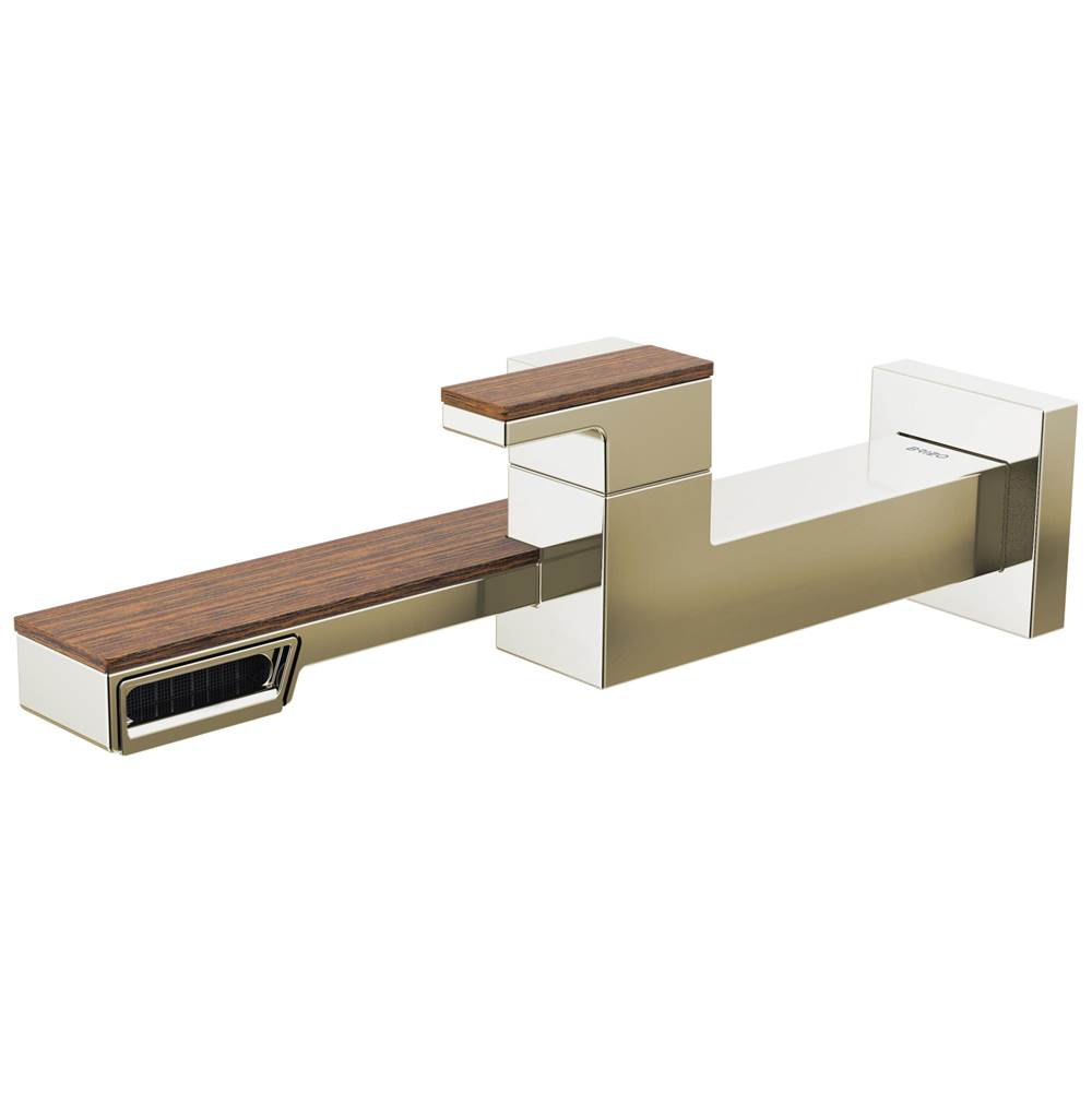Brizo - Frank Lloyd Wright Single-Handle Wall Mount Lavatory Faucet 1.2 GPM - Polished Nickel Wood