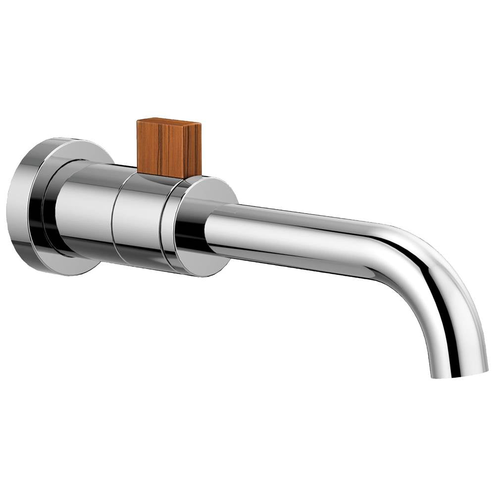 Brizo - Litze Single-Handle Wall Mount Lavatory Faucet 1.2 GPM - Polished Chrome With Teak Wood