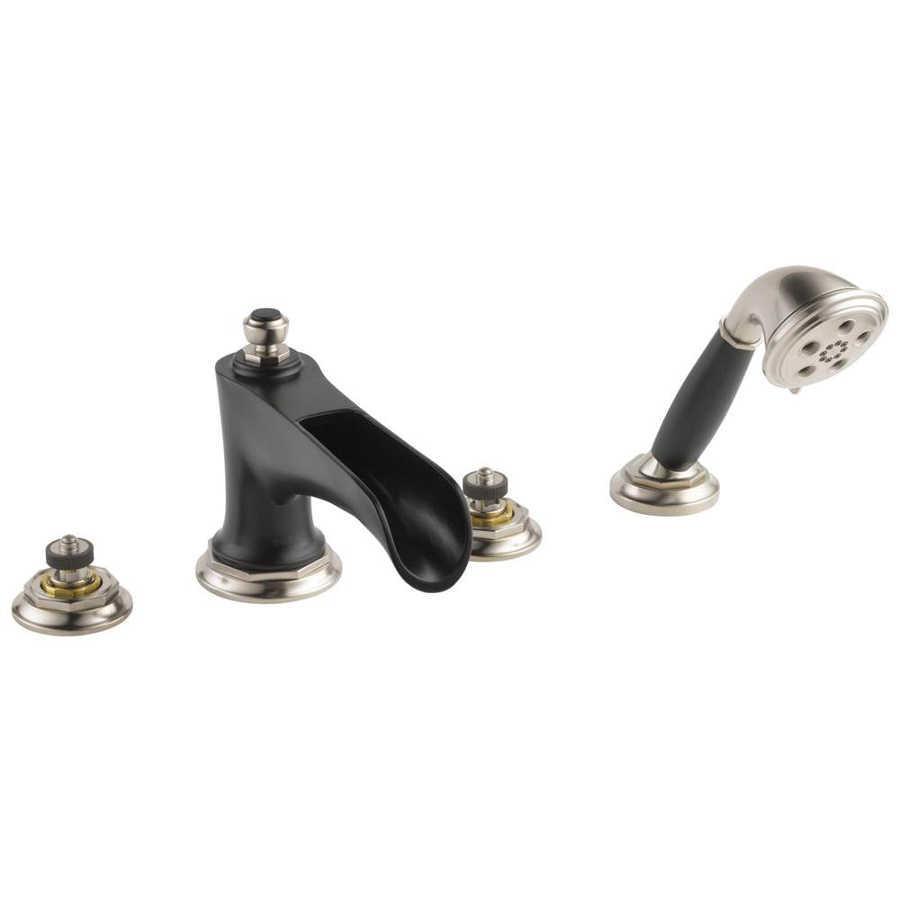 Brizo - Rook Roman Tub Trim with Hand Shower - Less Handles - Luxe Nickel With Matte Black