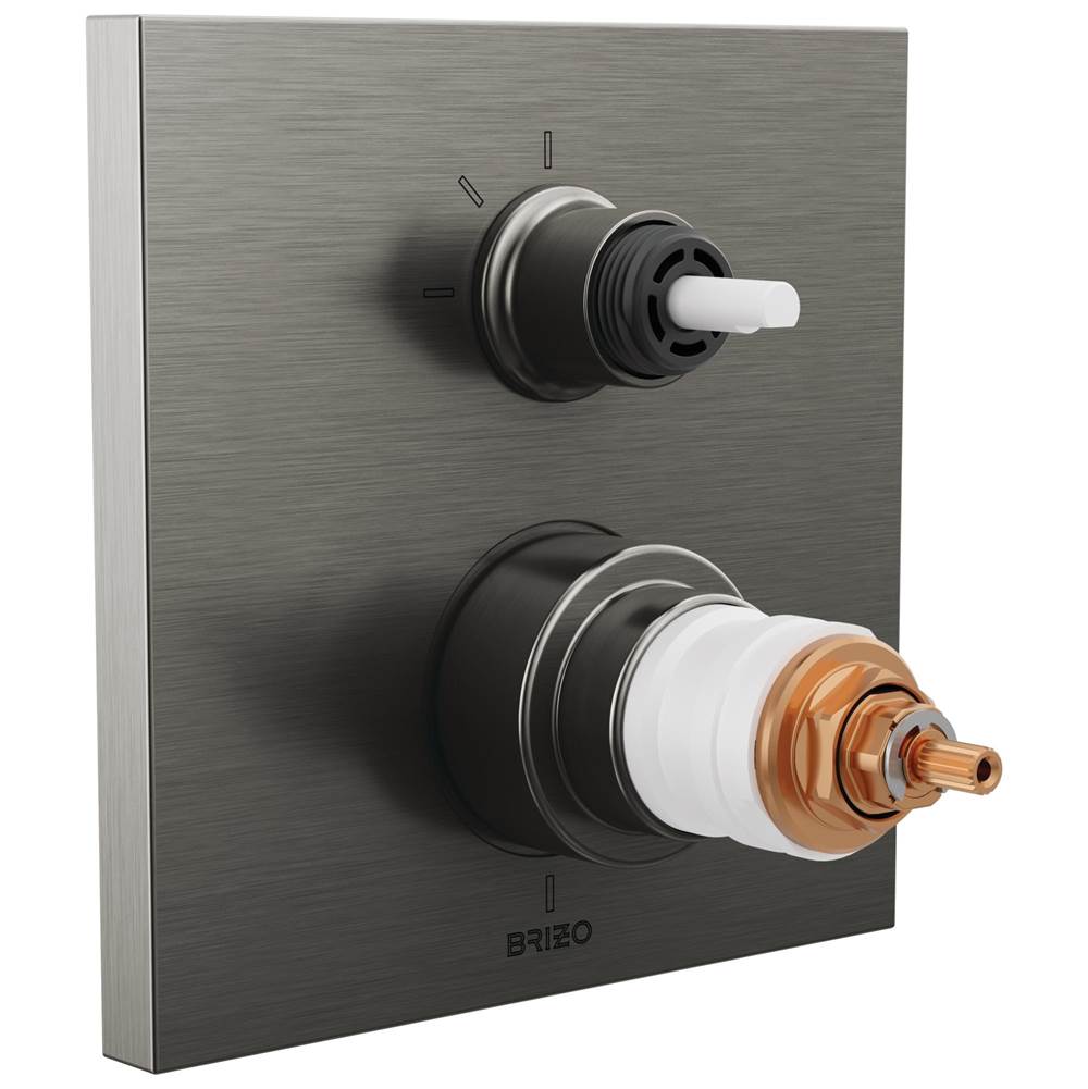 Brizo - Frank Lloyd Wright TempAssure Thermostatic Valve with 3-Function Integrated Diverter Trim - Less Handles - Luxe Steel