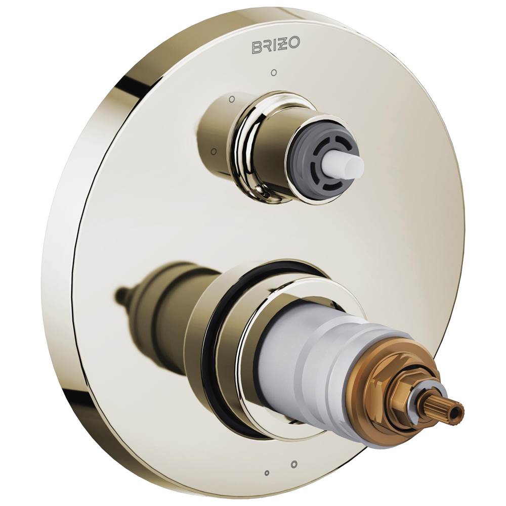 Brizo - Litze TempAssure Thermostatic Valve with 3-Function Diverter Trim - Less Handles - Polished Nickel