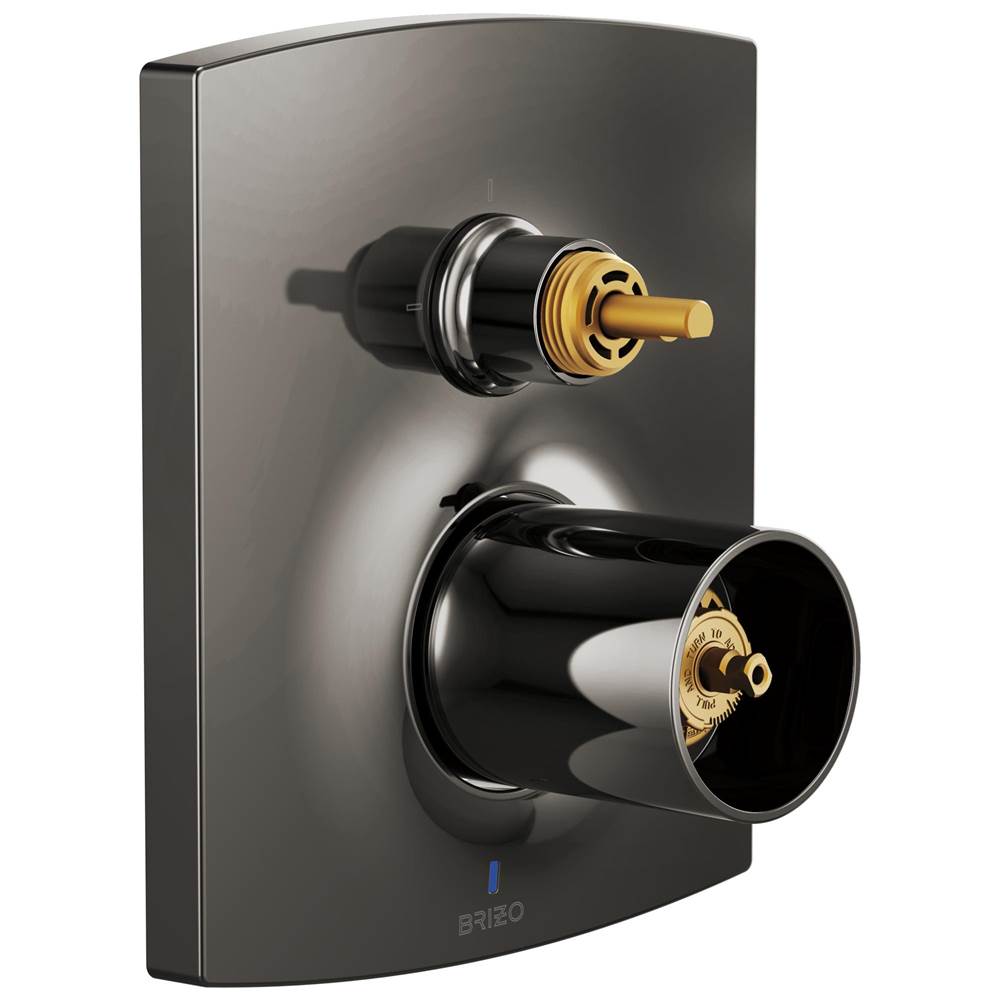 Brizo - Kintsu Pressure Balance Valve with Integrated 3-Function Diverter Trim - Less Handles - Brilliance Black Onyx