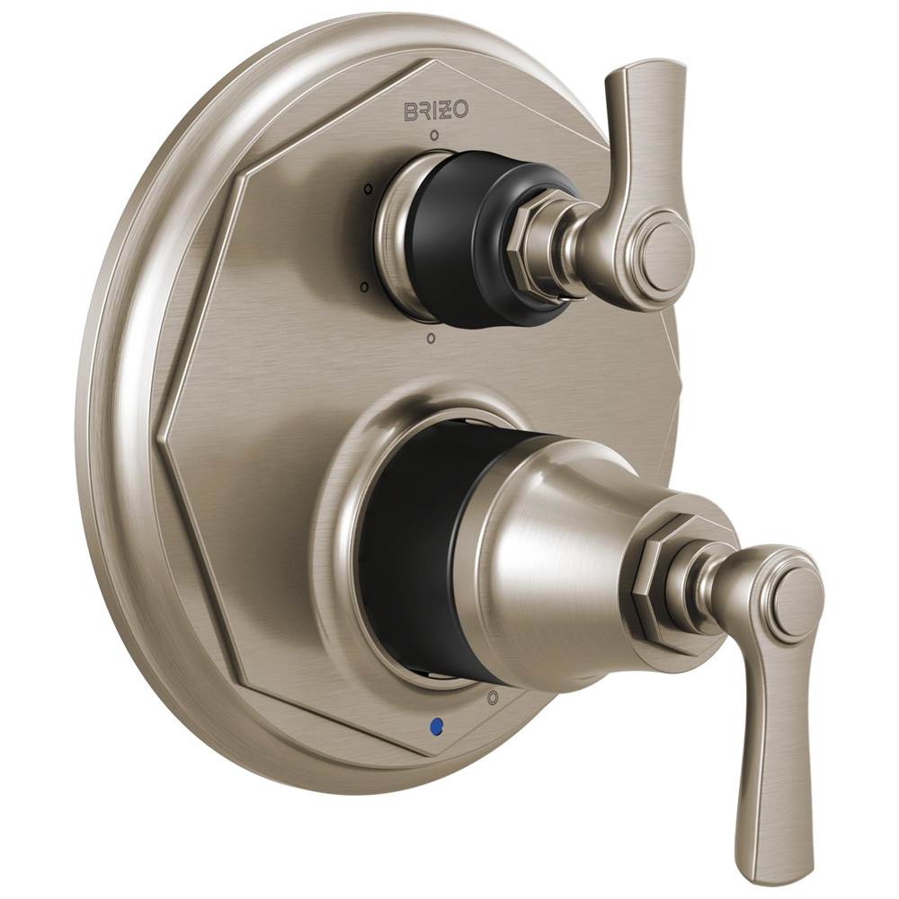 Brizo - Rook Pressure Balance Valve with Integrated 6-Function Diverter Trim - Luxe Nickel With Matte Black