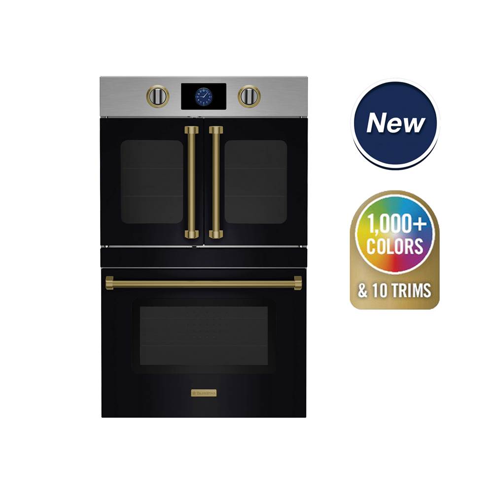 30'' Double Electric Wall Oven - French Door Top; Drop Door Bottom