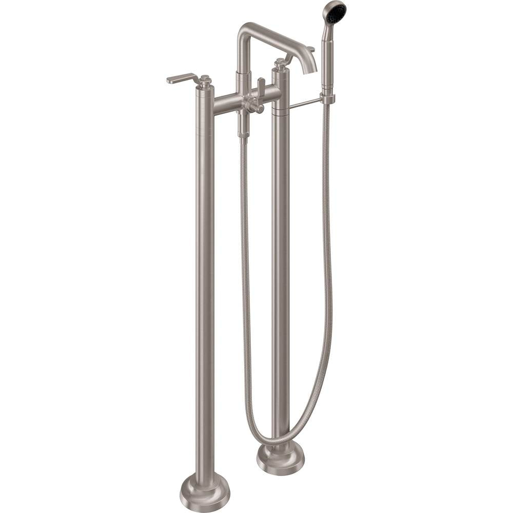 California Faucets - Industrial Floor Mount Tub Filler - Low Quad Spout - Gloss White