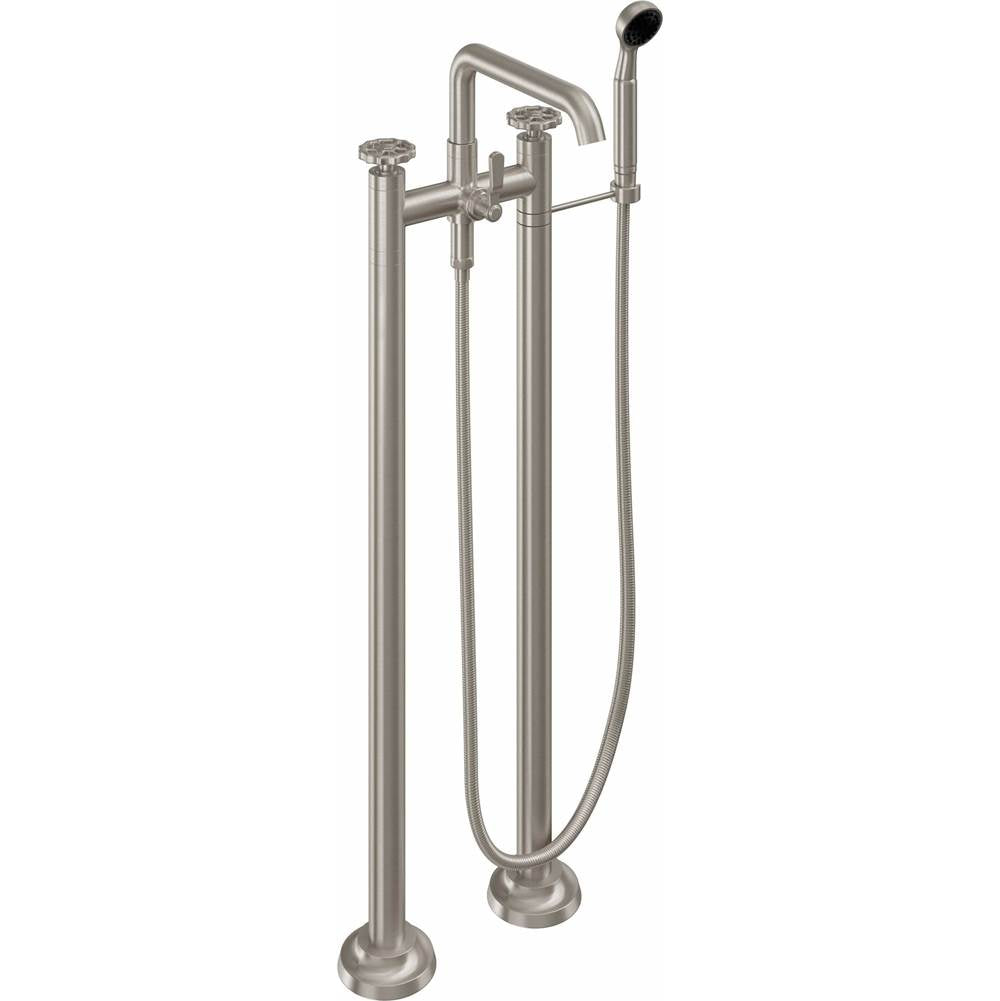 California Faucets - Industrial Floor Mount Tub Filler - Low Quad Spout - Gloss White