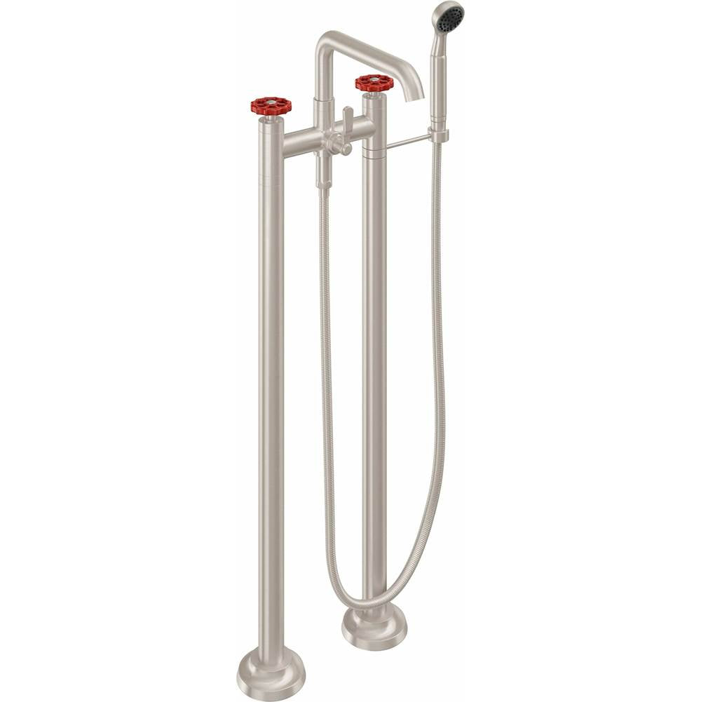 California Faucets - Industrial Floor Mount Tub Filler - Low Quad Spout - Gloss White