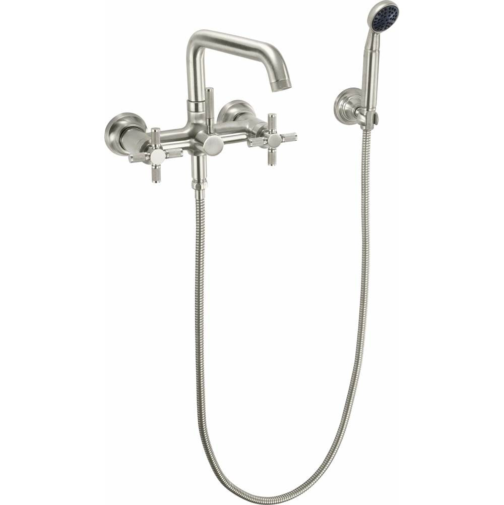California Faucets - Industrial Wall Mount Tub Filler - Low Quad Spout - Gloss White