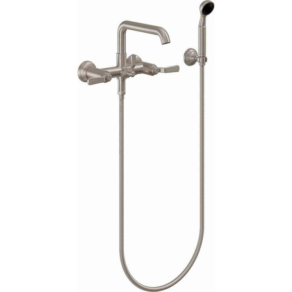 California Faucets - Industrial Wall Mount Tub Filler - Low Quad Spout - Gloss White