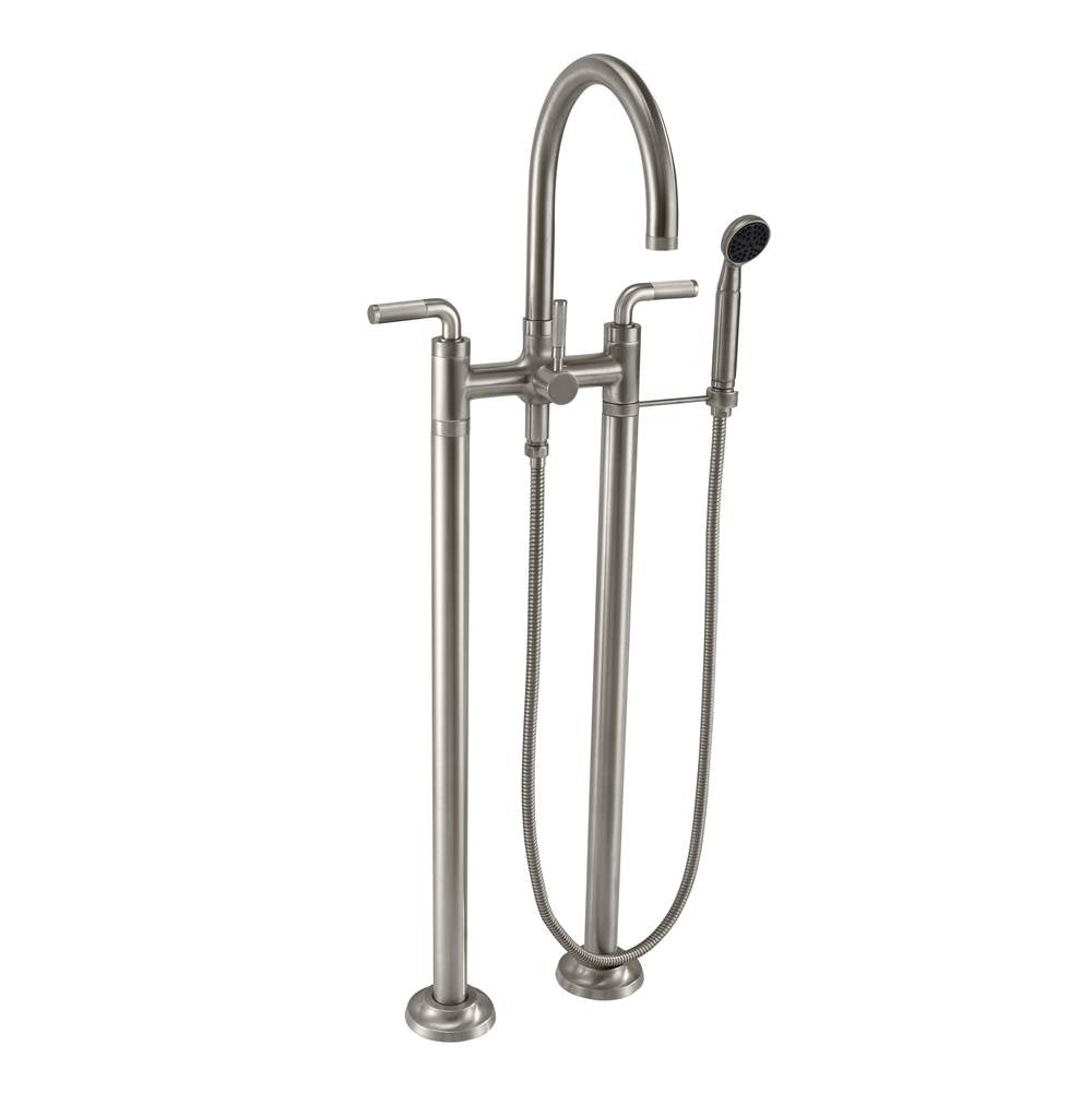 California Faucets - Industrial Floor Mount Tub Filler - Arc Spout - Gloss White
