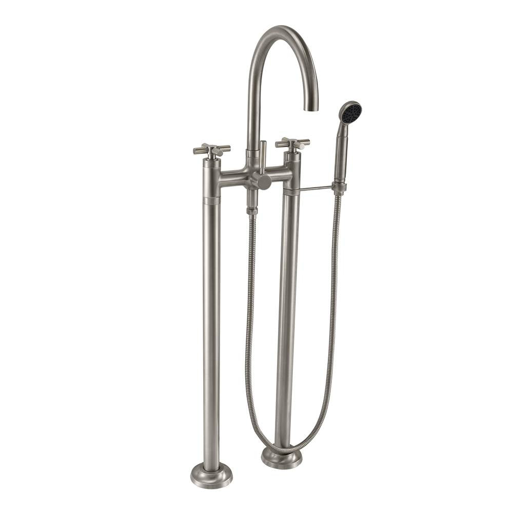California Faucets - Industrial Floor Mount Tub Filler - Arc Spout - Gloss White